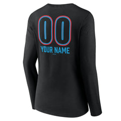 Miami Marlins Women's Personalized Name & Number Fastball Long Sleeve V-Neck T-Shirt - Black - MLB Discount