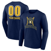Milwaukee Brewers Personalized Name & Number Fastball Long Sleeve T-Shirt - Navy - MLB Online