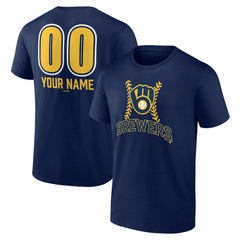 Milwaukee Brewers Personalized Name & Number Fastball T-Shirt - Navy - MLB Lifestyle