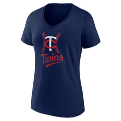 Minnesota Twins Women's Personalized Name & Number Fastball V-Neck T-Shirt - Navy - MLB on Sale