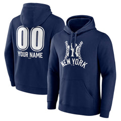 New York Yankees Personalized Name & Number Fastball Pullover Hoodie - Navy - MLB Discount