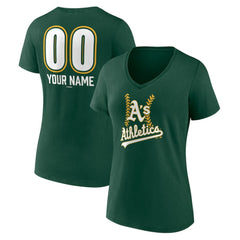 Athletics Women's Personalized Name & Number Fastball V-Neck T-Shirt - Green - MLB Sale