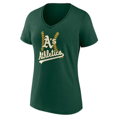 Athletics Women's Personalized Name & Number Fastball V-Neck T-Shirt - Green - MLB Sale