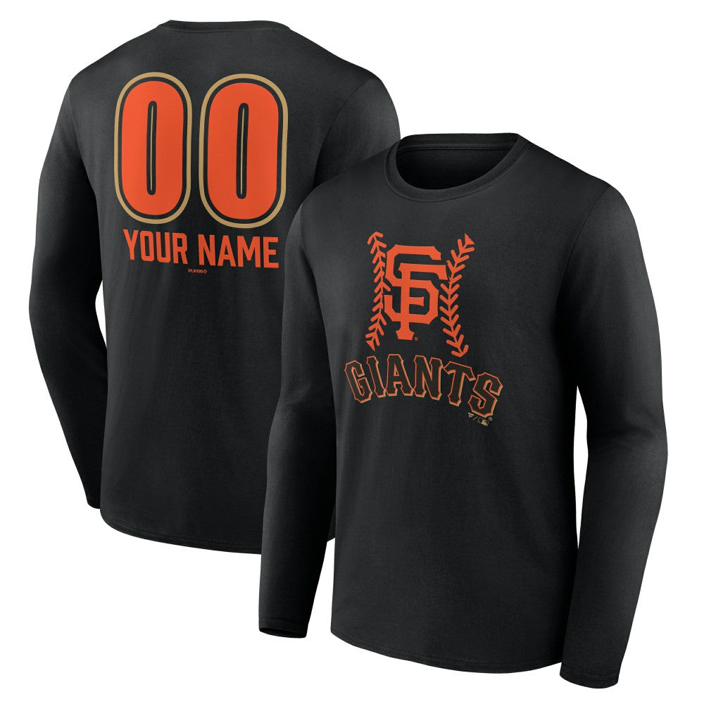 San Francisco Giants Personalized Name & Number Fastball Long Sleeve T-Shirt - Black - MLB Lifestyle