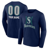 Seattle Mariners Personalized Name & Number Fastball Long Sleeve T-Shirt - Navy - MLB Sale