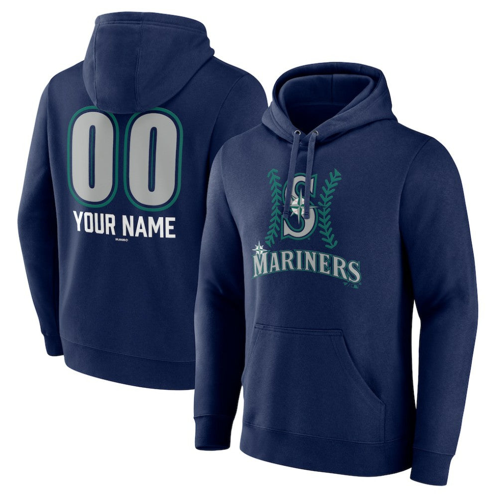Seattle Mariners Personalized Name & Number Fastball Pullover Hoodie - Navy - MLB Sale