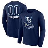Tampa Bay Rays Personalized Name & Number Fastball Long Sleeve T-Shirt - Navy - MLB Discount