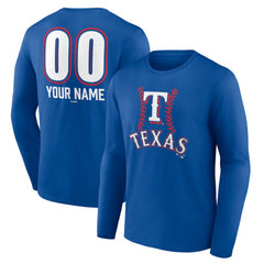 Texas Rangers Personalized Name & Number Fastball Long Sleeve T-Shirt - Royal - MLB Lifestyle