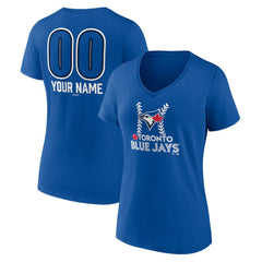Toronto Blue Jays Women's Personalized Name & Number Fastball V-Neck T-Shirt - Royal - MLB Lifestyle