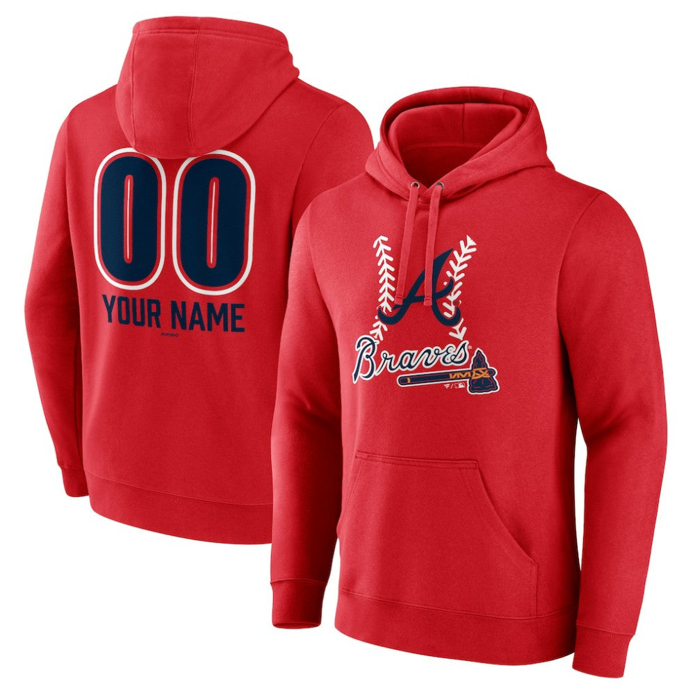 Atlanta Braves Personalized Name & Number Fastball Pullover Hoodie - Red - MLB on Sale