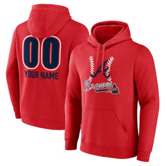 Atlanta Braves Personalized Name & Number Fastball Pullover Hoodie - Red - MLB on Sale