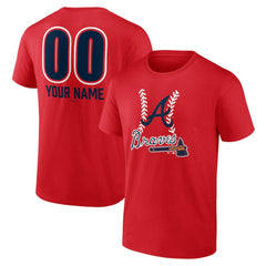 Atlanta Braves Personalized Name & Number Fastball T-Shirt - Red - MLB Discount
