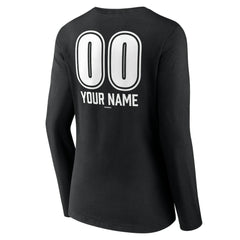 Los Angeles Dodgers Women's Personalized Name & Number Fastball Long Sleeve V-Neck T-Shirt - Black - MLB Discount