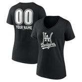 Los Angeles Dodgers Women's Personalized Name & Number Fastball V-Neck T-Shirt - Black - MLB on Sale