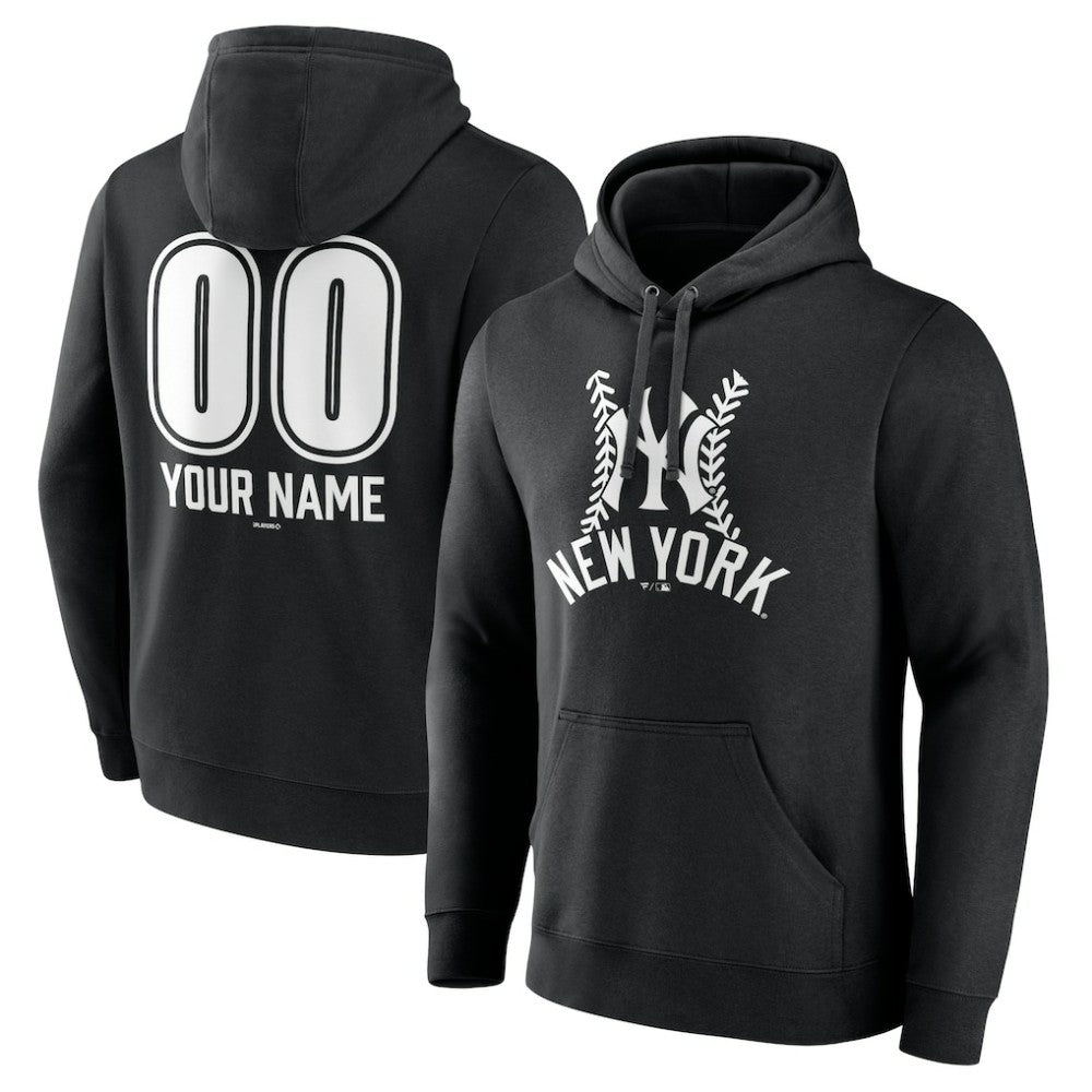 New York Yankees Personalized Name & Number Fastball Pullover Hoodie - Black - MLB Online