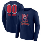 St. Louis Cardinals Personalized Name & Number Fastball Long Sleeve T-Shirt - Navy - MLB Discount