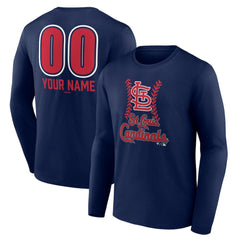 St. Louis Cardinals Personalized Name & Number Fastball Long Sleeve T-Shirt - Navy - MLB Discount