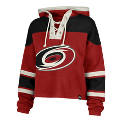 Sebastian Aho Carolina Hurricanes '47 Women's Superior Lacer Cropped Pullover Hoodie - Red - NHL 201253399