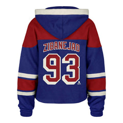 Mika Zibanejad New York Rangers '47 Women's Superior Lacer Cropped Pullover Hoodie - Blue - NHL 201253405