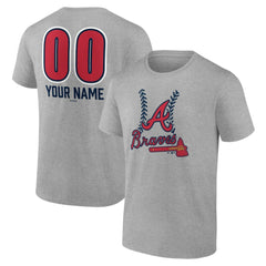 Atlanta Braves Personalized Name & Number Fastball T-Shirt - Heather Gray - MLB Sale