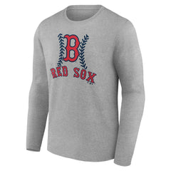 Boston Red Sox Personalized Name & Number Fastball Long Sleeve T-Shirt - Gray - MLB Sale