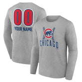 Chicago Cubs Personalized Name & Number Fastball Long Sleeve T-Shirt - Gray - MLB Online