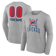 Chicago Cubs Personalized Name & Number Fastball Long Sleeve T-Shirt - Gray - MLB Online