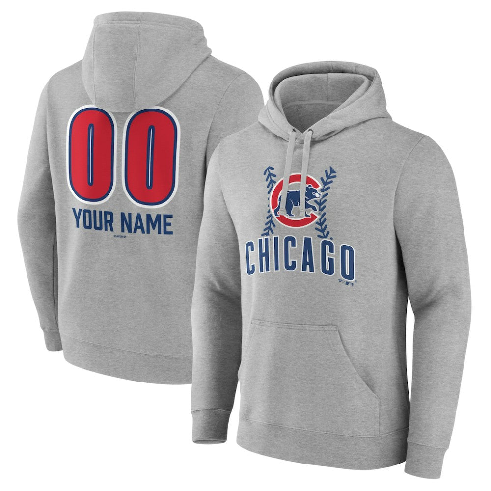 Chicago Cubs Personalized Name & Number Fastball Pullover Hoodie - Gray - MLB on Sale
