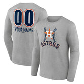 Houston Astros Personalized Name & Number Fastball Long Sleeve T-Shirt - Gray - MLB Lifestyle