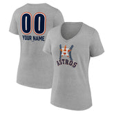 Houston Astros Women's Personalized Name & Number Fastball V-Neck T-Shirt - Gray - MLB on Sale