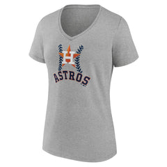 Houston Astros Women's Personalized Name & Number Fastball V-Neck T-Shirt - Gray - MLB on Sale