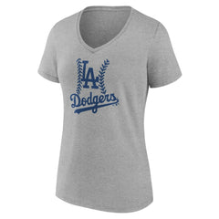 Los Angeles Dodgers Women's Personalized Name & Number Fastball V-Neck T-Shirt - Gray - MLB on Sale