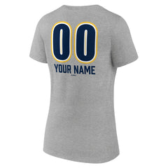 Milwaukee Brewers Women's Personalized Name & Number Fastball V-Neck T-Shirt - Gray - MLB Discount