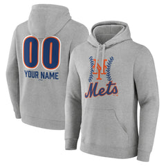 New York Mets Personalized Name & Number Fastball Pullover Hoodie - Gray - MLB Lifestyle