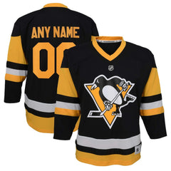 Pittsburgh Penguins Youth Home Replica Custom Jersey - Black - NHL 201253608