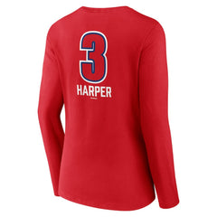 Bryce Harper Philadelphia Phillies Women's Fastball Player Name & Number Long Sleeve V-Neck T-Shirt - Red - MLB Online