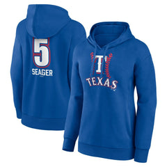 Corey Seager Texas Rangers Women's Fastball Player Name & Number Pullover Hoodie - Royal - MLB Lifestyle