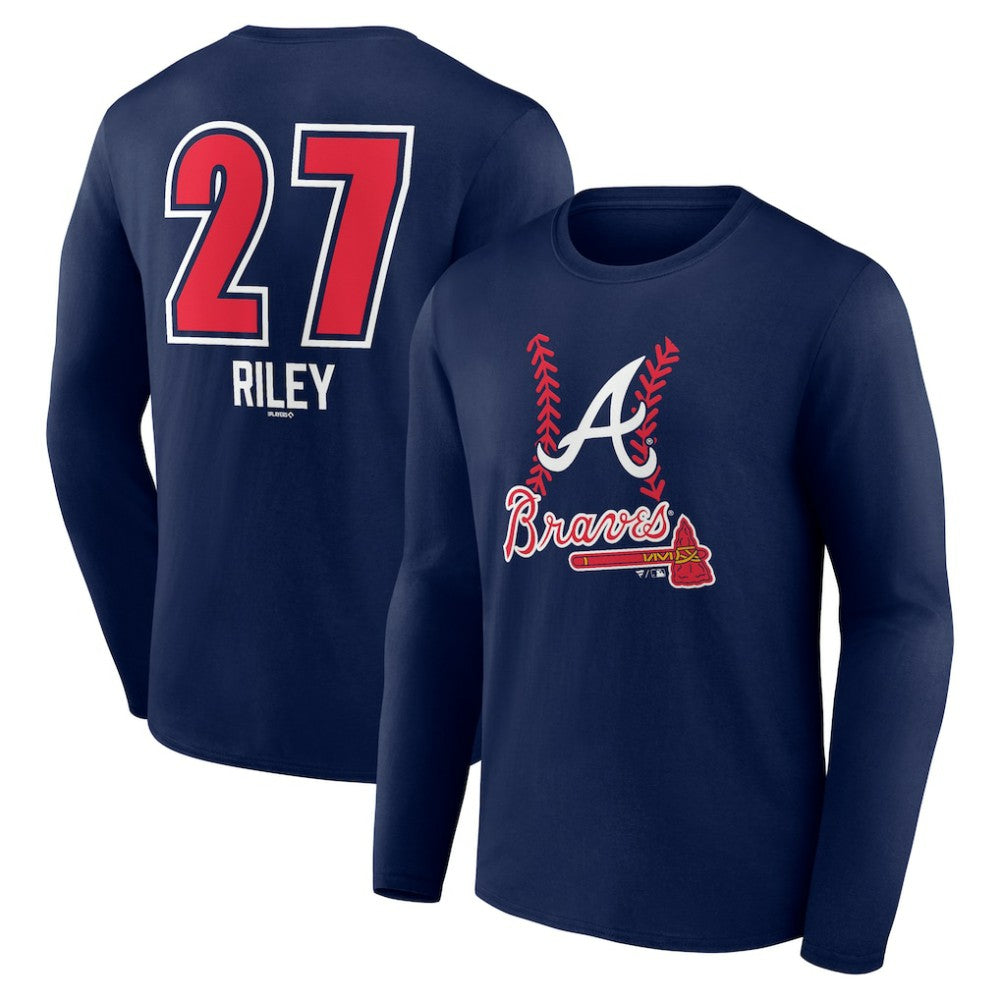 Austin Riley Atlanta Braves Fastball Player Name & Number Long Sleeve T-Shirt - Navy - MLB Sale