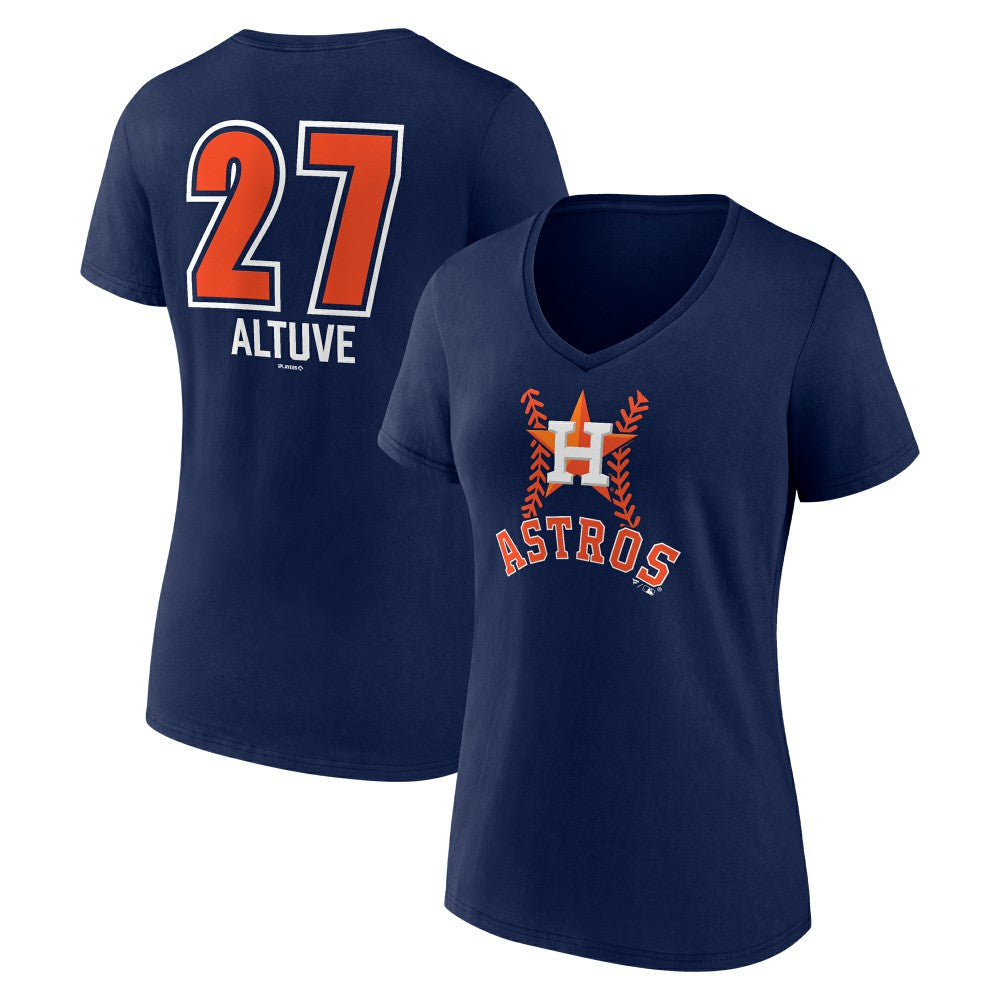 Jose Altuve Houston Astros Women's Fastball Player Name & Number V-Neck T-Shirt - Navy - MLB Lifestyle