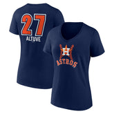 Jose Altuve Houston Astros Women's Fastball Player Name & Number V-Neck T-Shirt - Navy - MLB Lifestyle