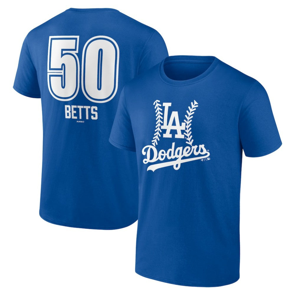 Mookie Betts Los Angeles Dodgers Fastball Player Name & Number T-Shirt - Royal - MLB Sale