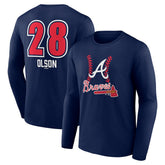 Matt Olson Atlanta Braves Fastball Player Name & Number Long Sleeve T-Shirt - Navy - MLB on Sale