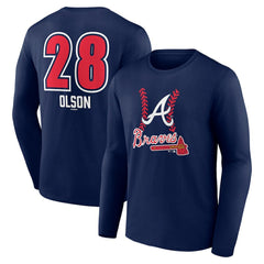 Matt Olson Atlanta Braves Fastball Player Name & Number Long Sleeve T-Shirt - Navy - MLB on Sale