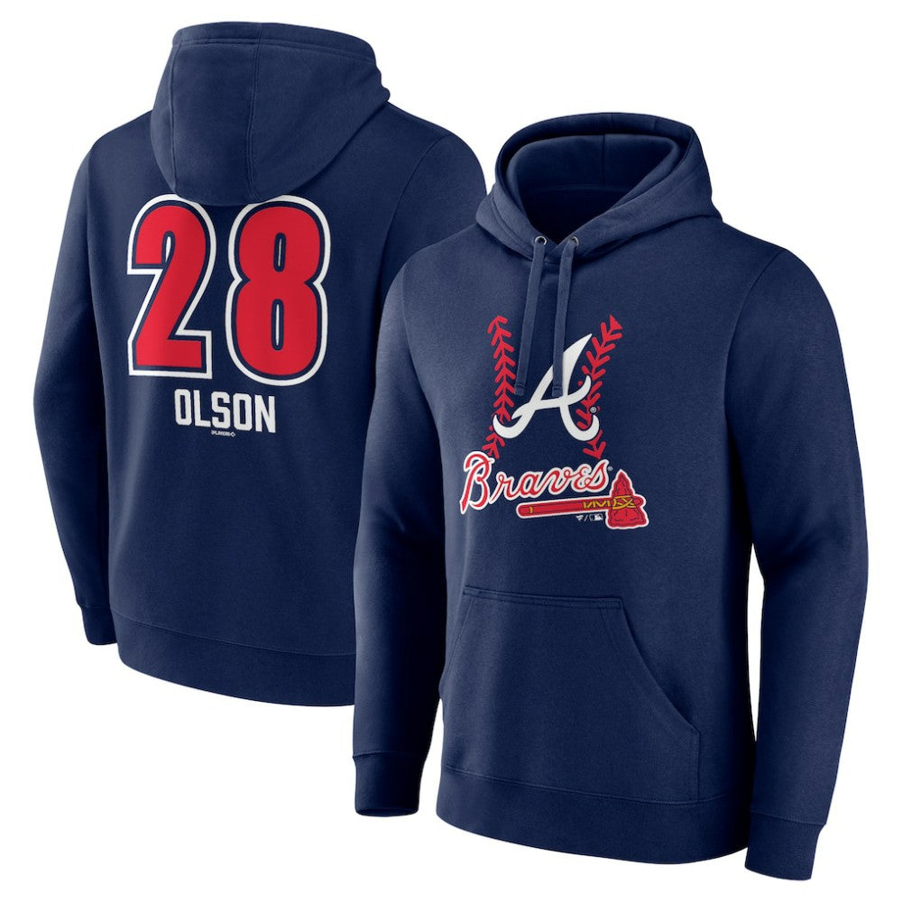 Matt Olson Atlanta Braves Fastball Player Name & Number Pullover Hoodie - Navy - MLB on Sale