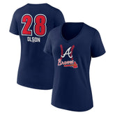 Matt Olson Atlanta Braves Women's Fastball Player Name & Number V-Neck T-Shirt - Navy - MLB Discount