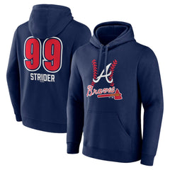 Spencer Strider Atlanta Braves Fastball Player Name & Number Pullover Hoodie - Navy - MLB Discount