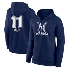Anthony Volpe New York Yankees Women's Fastball Player Name & Number Pullover Hoodie - Navy - MLB Sale
