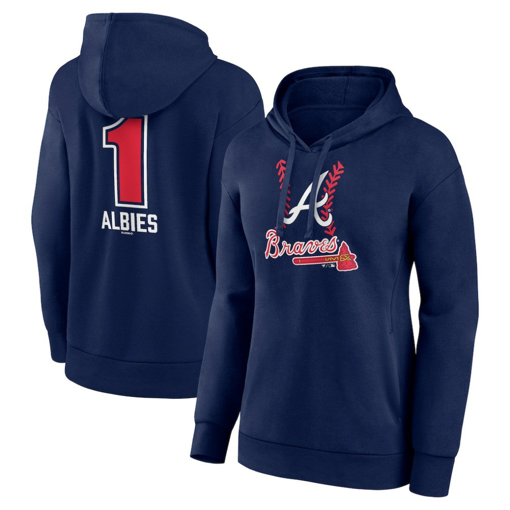 Ozzie Albies Atlanta Braves Women's Fastball Player Name & Number Pullover Hoodie - Navy - MLB Online