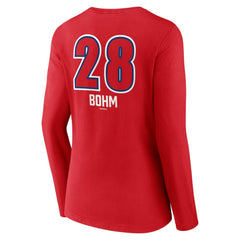 Alec Bohm Philadelphia Phillies Women's Fastball Player Name & Number Long Sleeve V-Neck T-Shirt - Red - MLB Lifestyle
