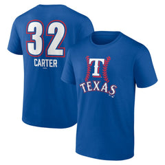 Evan Carter Texas Rangers Fastball Player Name & Number T-Shirt - Royal - MLB Sale